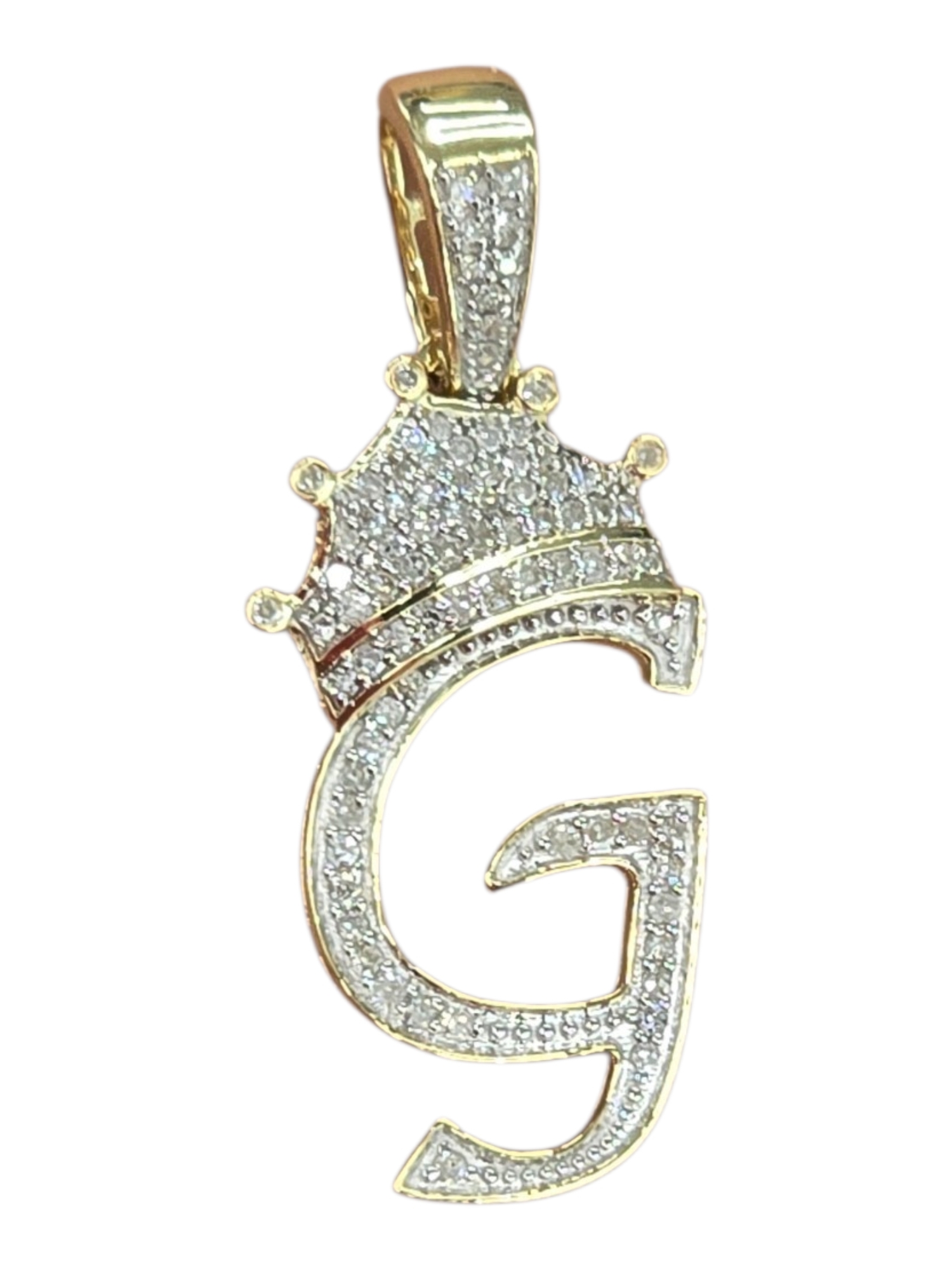 Real Diamond 10kt Gold Crown Style Pendant